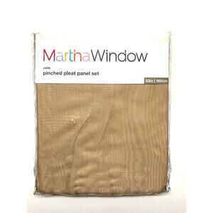 Martha Window Pinched Pleat Panel Set (2) Voile Linen 63in/160cm 50x63in NEW